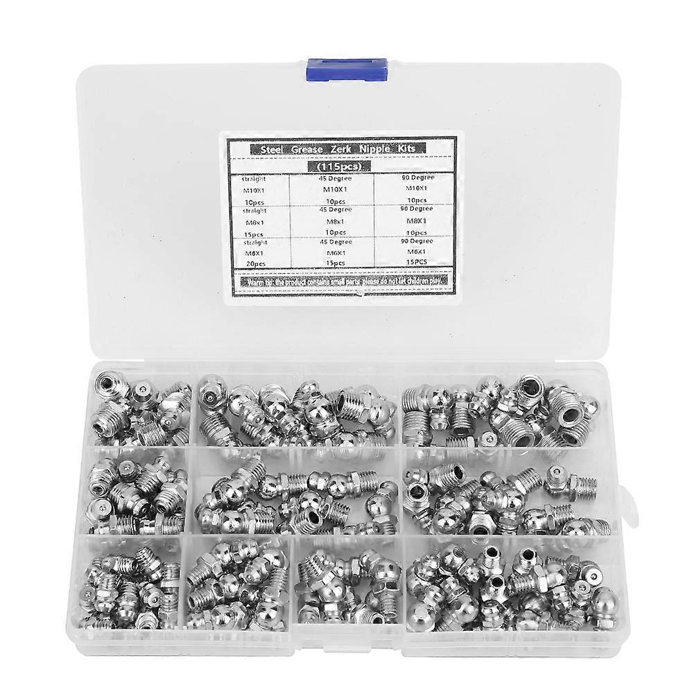 115 件钢制润滑脂接头 防腐防锈 M6 x 1 M8 x 1 M10 x 1