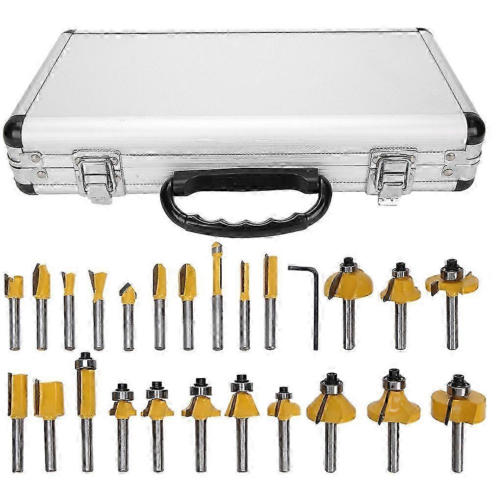 24Pcs/Set Woodworking Cutter Corner Round Bit Rabbeting Bits Kit for Wood Cutting Engraving Tools