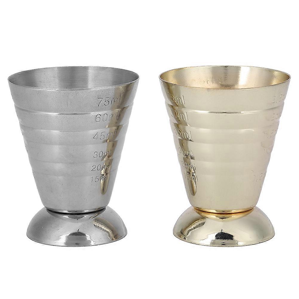 Barware Essential, Professional Bartending Tools, High Quality Stainless Steel Cocktail Jiggers, Easy Pouring Measuring Cup Set Of 2, 75 Ml With