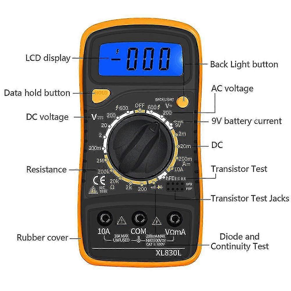 Digital Multimeter Voltmeter Tester Meter Backlight Lcd Measurement Tool Electronic Mete