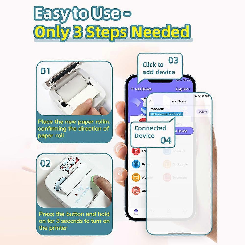 Mini Pocket Printer Portable Thermal Instant Photo Printing Label Maker Machine BT Wireless Connect Compatible with Android or iOS APP Support