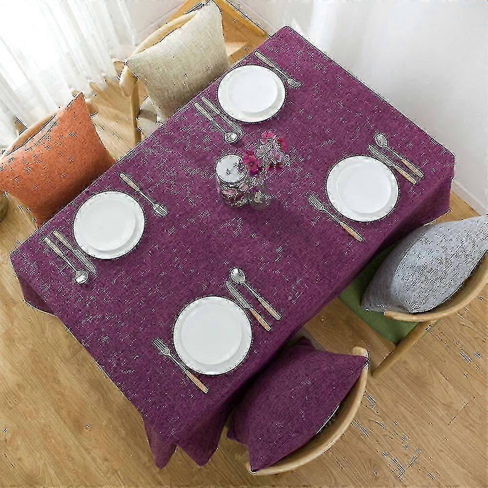 Linen Tablecloth Rectangular Dining Table Cloth Cover Home Decor90x90cmPurple