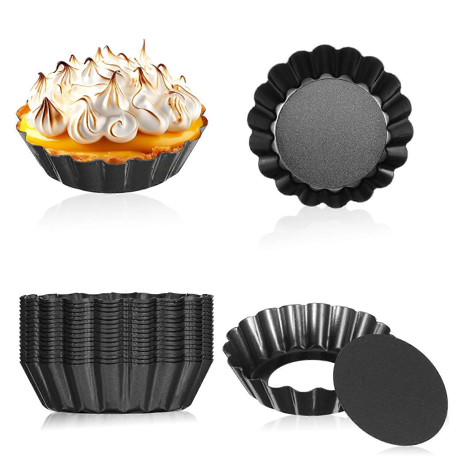 20 Packs Mini Tart Pans 3 Inch Round Fluted Nonstick with Removable Bottom for Quiche Pie and Dessert Baking