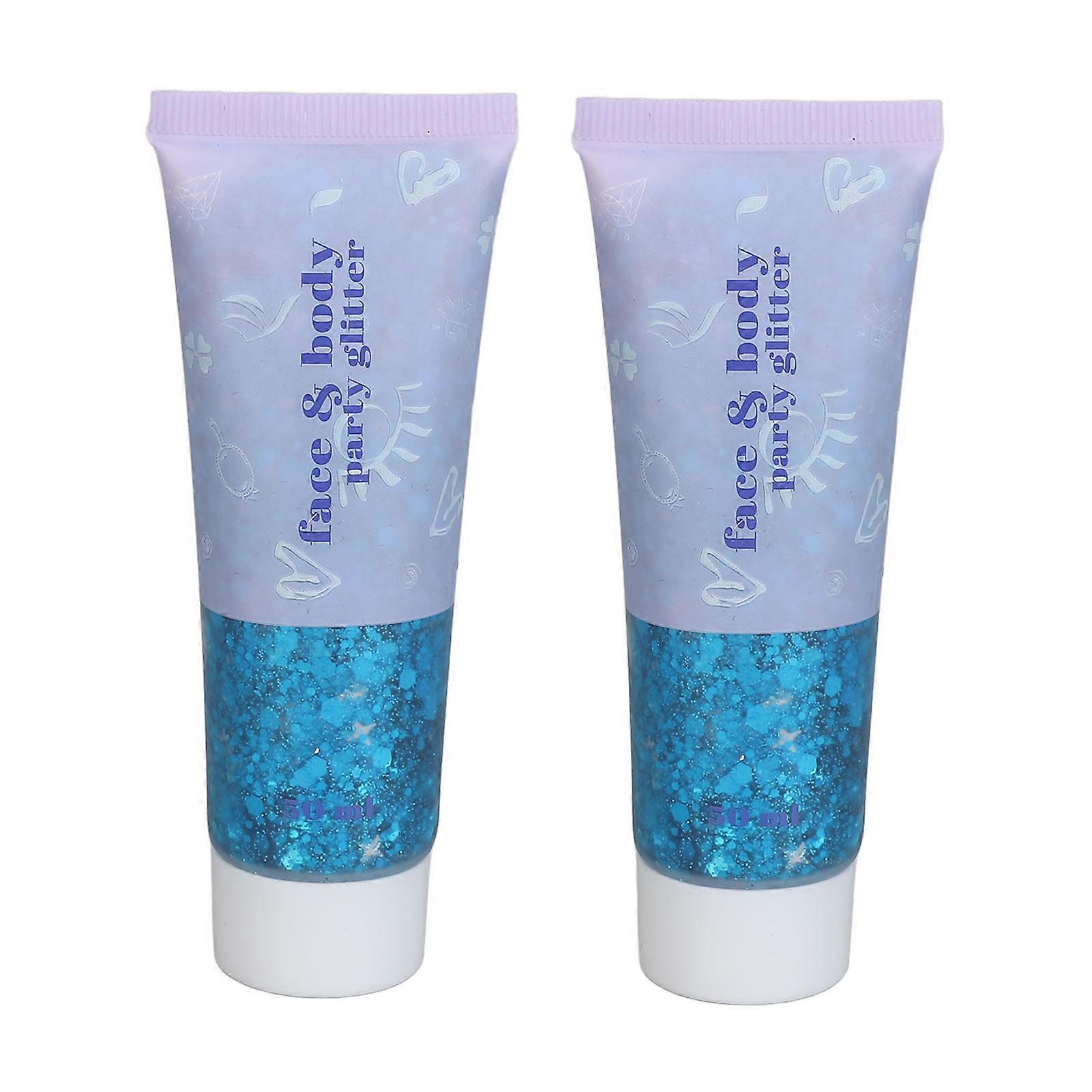 2pcs corps paillettes gel polyvalent mode pétillant facile nettoyage visage paillettes pour Noël Party Vocal Concert 50ml Bleu Ciel