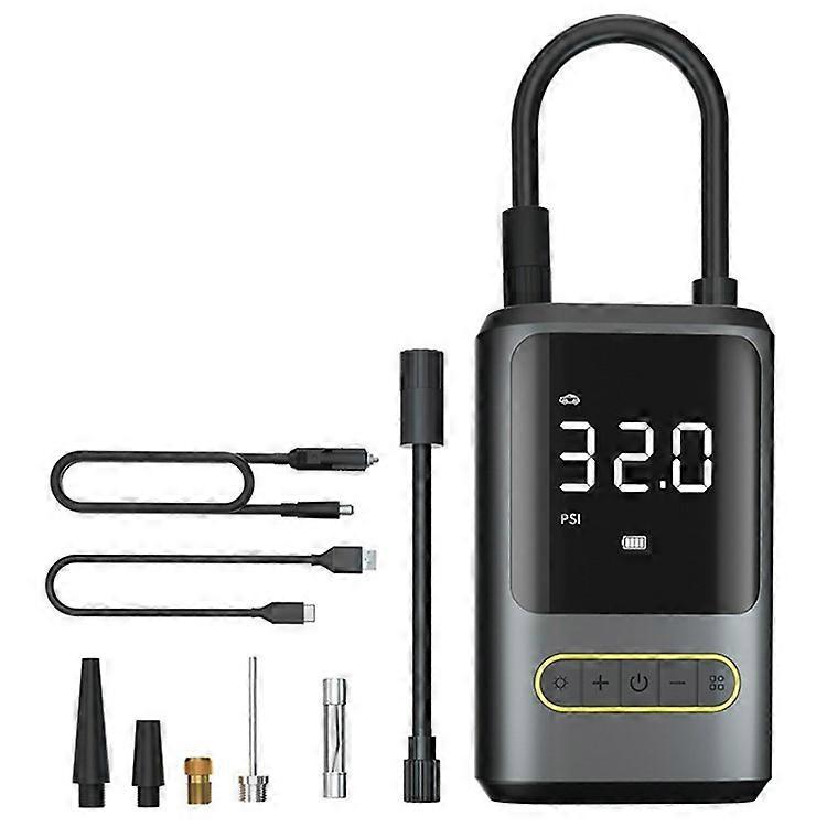 ATJ-8466 19MM Air Cylinder Tire Inflator Air Pump with Power Bank+Cigarette Lighter Interface
