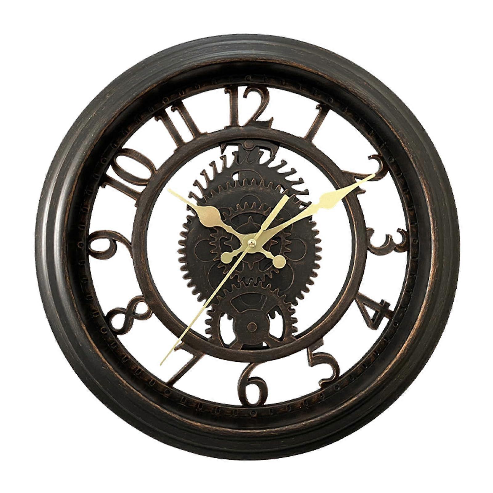 11 Inch Silent Non-Tracking Battery Analog Wall Clock, Retro Farmhouse Toothed Round Design, Black Color