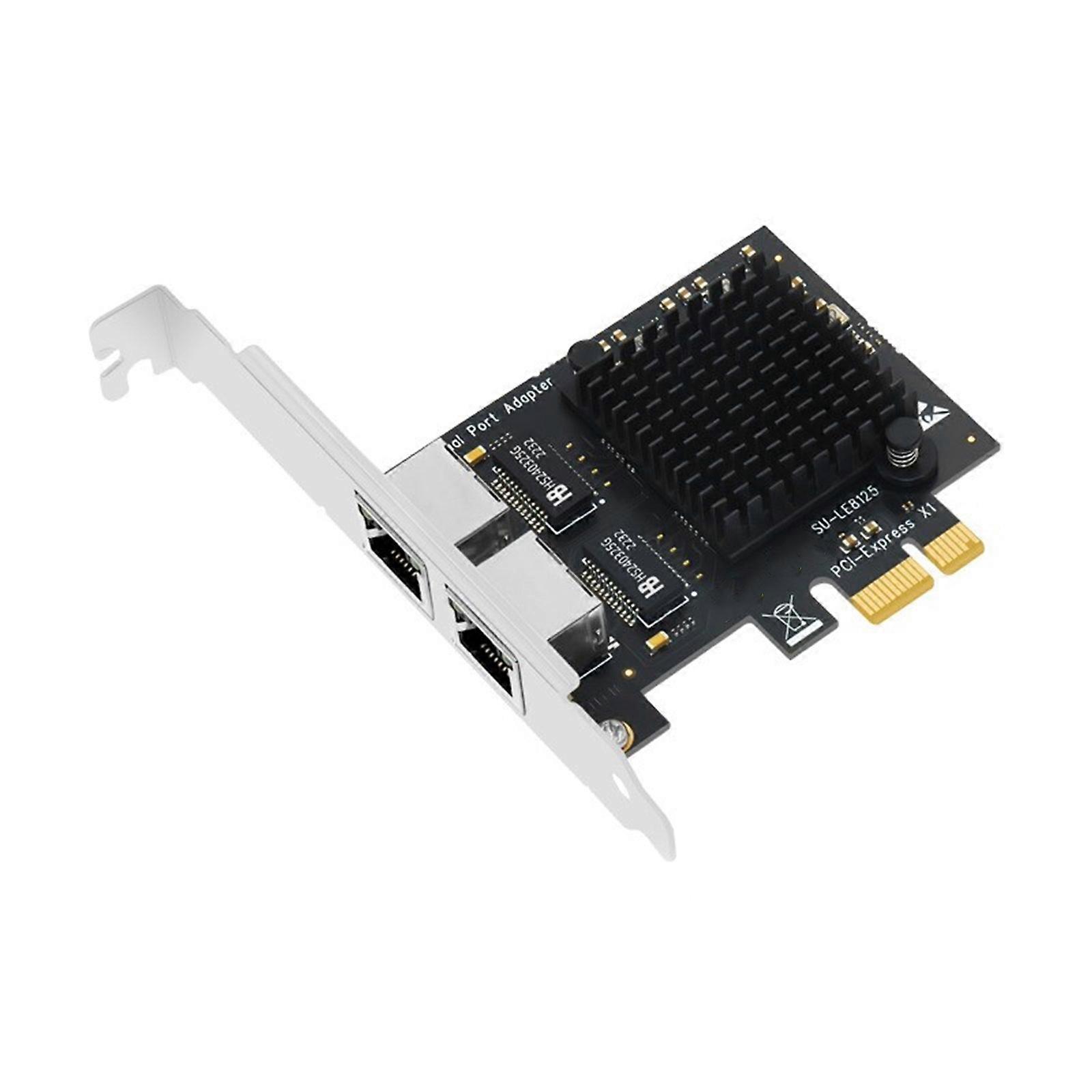 Two Port 2.5Gbps Networking Adapter Card PCIE3.0X1 2-port RJ45 For Desktop Game Card RTL8125BG Control