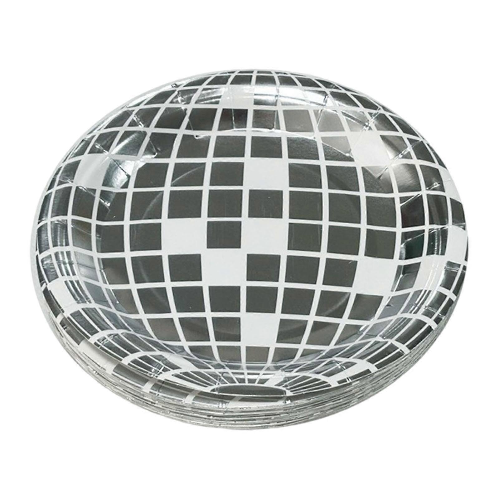 25 pezzi usa e getta discoteche d'argento palla piatti di carta dessert cena piatto per discoteche a tema festa e celebrazione di compleanno 7 pollici