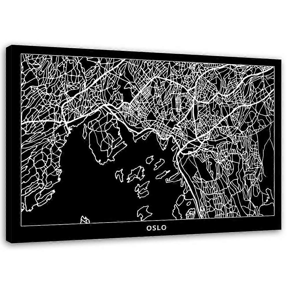 Lienzo, Oslo - plano de la ciudad - 90x60