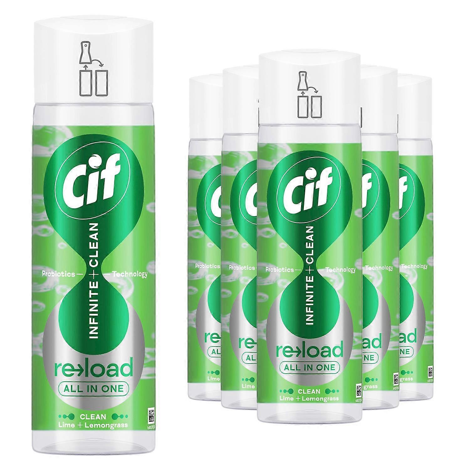 Cif Infinite Clean All in One Cleaner Reload Lime & Lemongrass, 6 Pk of 280ml