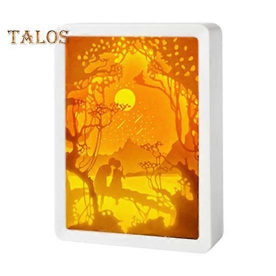 3D Paper Carving Night Light Soft Glow Rechargeable Creative Paper Sculptures Frame Table Lamp Decorative Night Light