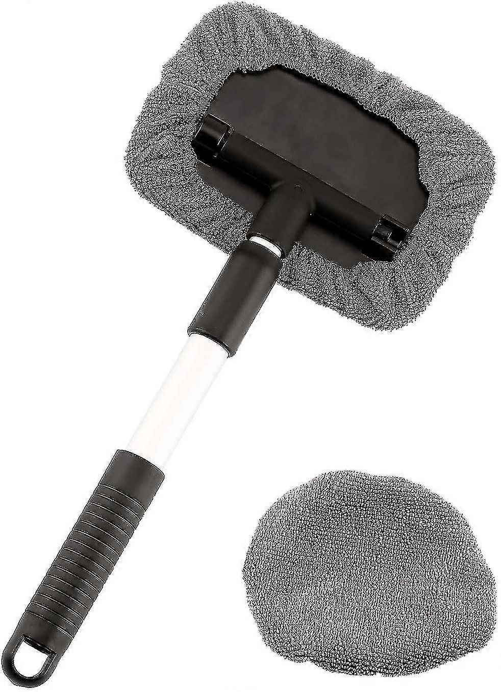 Car Window Cleaning Brush Window Cleaning Wand Microfiber Cloth, Adjustable Length