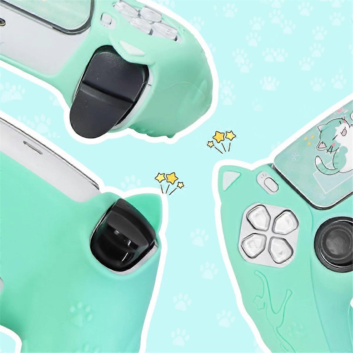 Silikon Cat Öronhandtag Skyddsfodral för PS5 Controller
