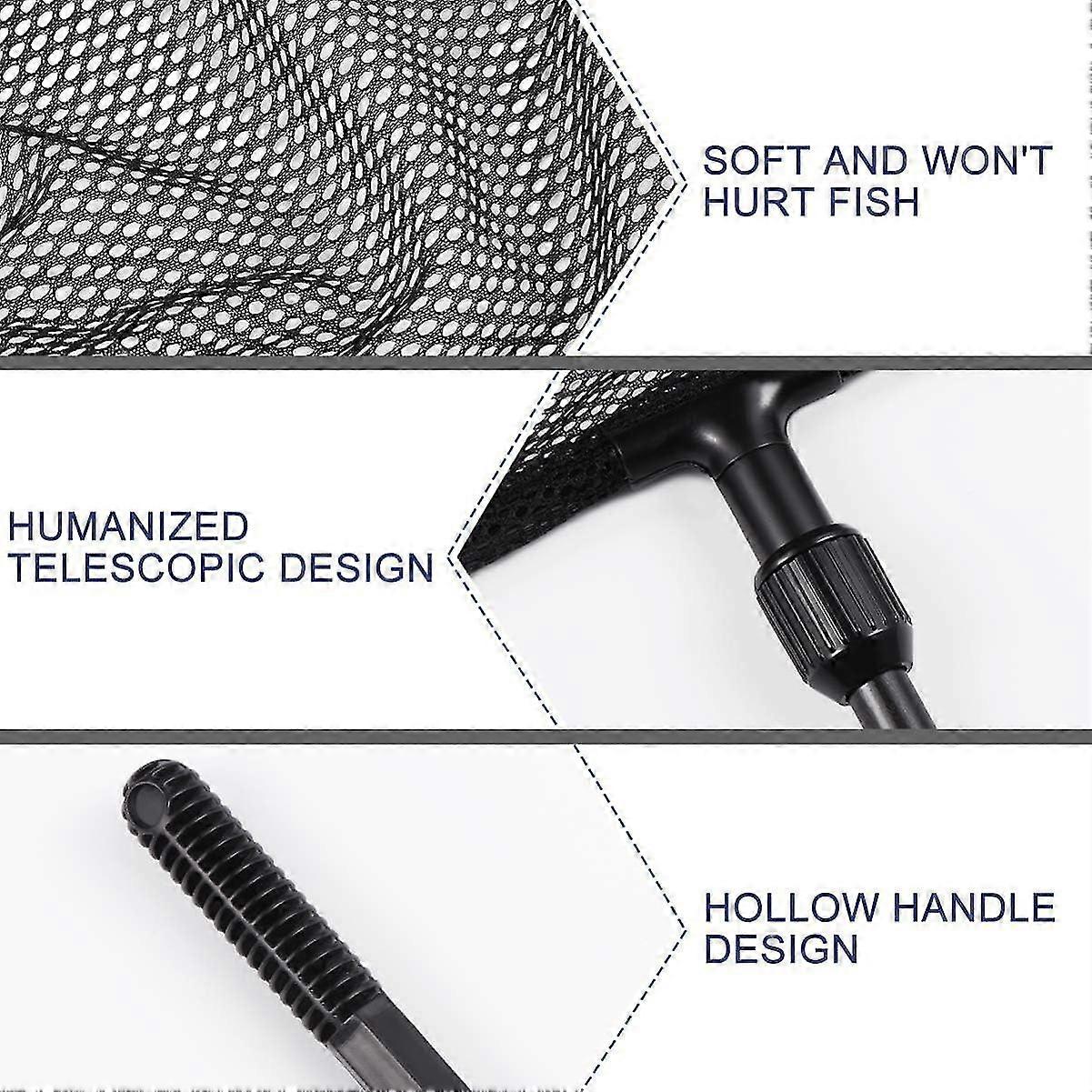 Aquarium Fishing Net - Fishing Landing Net With Extendable Long Handle - Telescopic Fish Landing Net Catch Net For Aquariums Ponds - Size L
