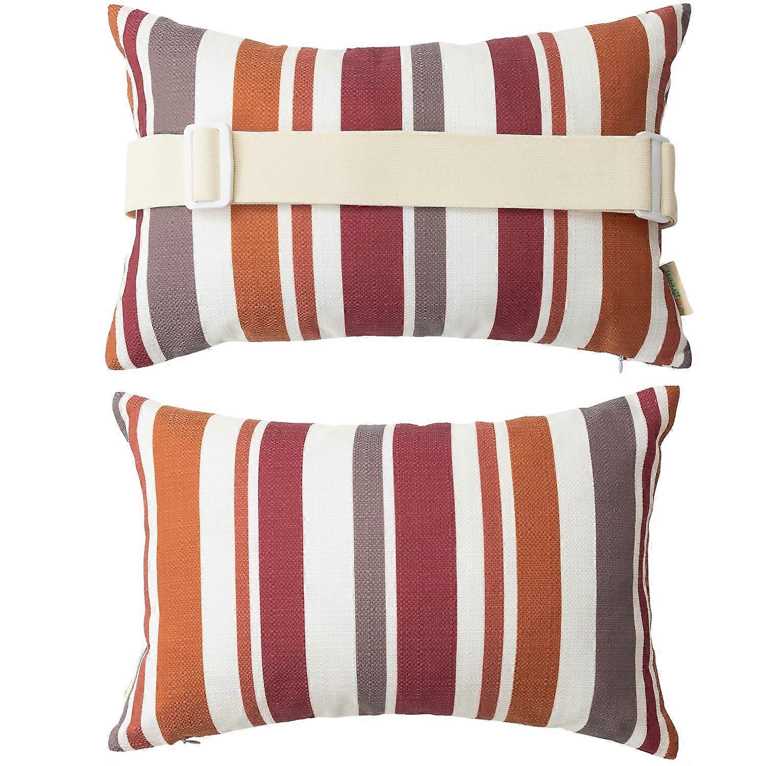 Outdoor Beach Chair Head Resting Pillow, Pool Lounge Chair Pillows with Insert and Adjustable Elastic Stripe