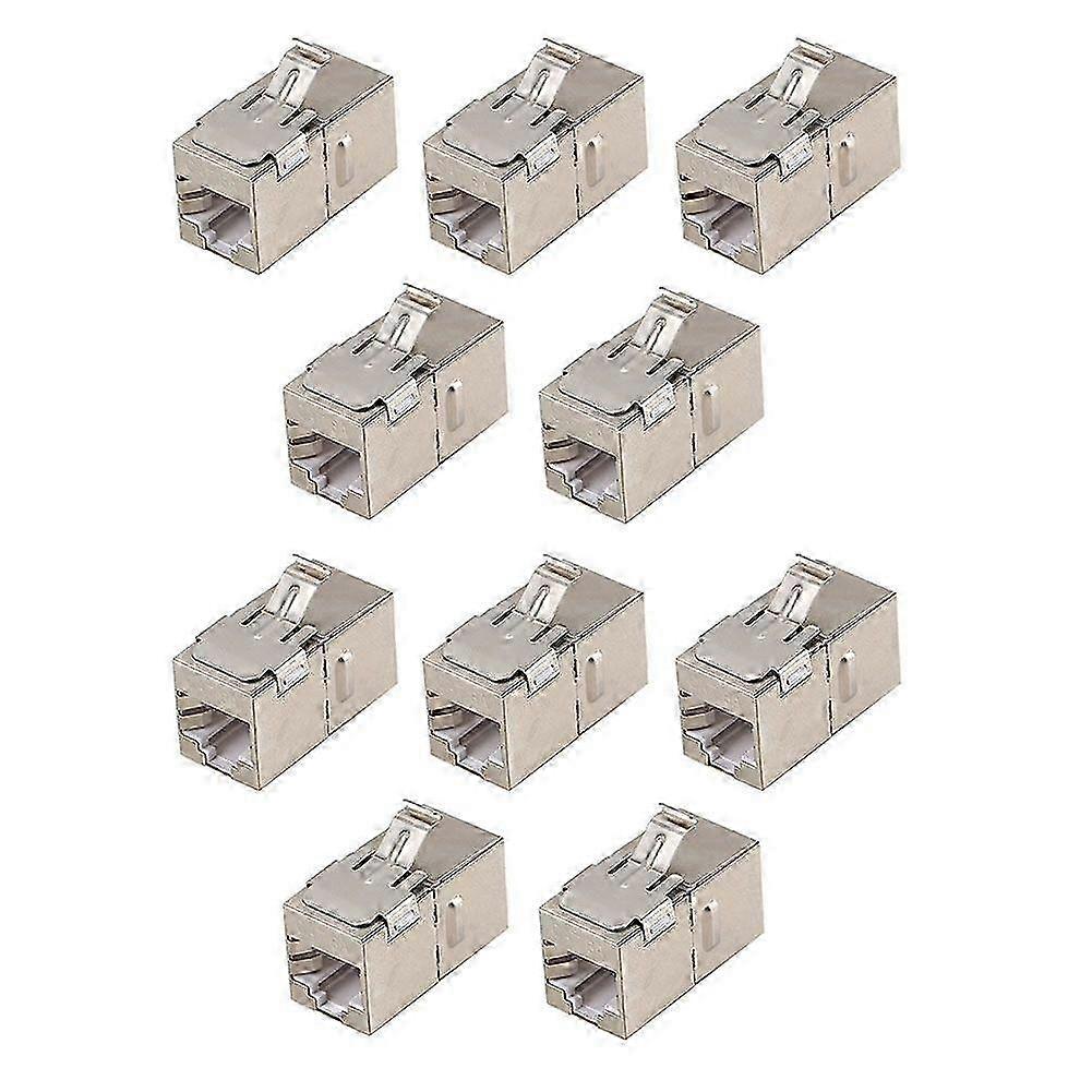 10PCS Pass Through Gigabit Ethernet Cat6a RJ45 T568B Jacks Toolless Network Modules Shielded LAN Connector Socket