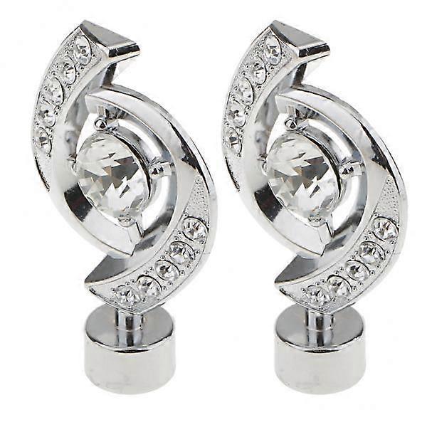 Eye Shape Window Curtain Pole Ends Drape Rod Finals Head Dia.28mm-Silver