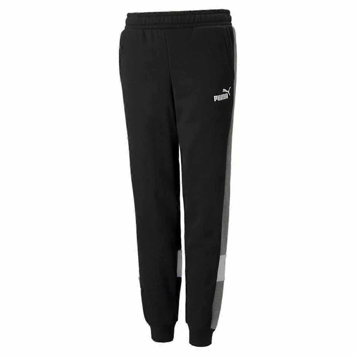 Children's Tracksuit Bottoms Puma Essentials+ Colorblock Black Boys