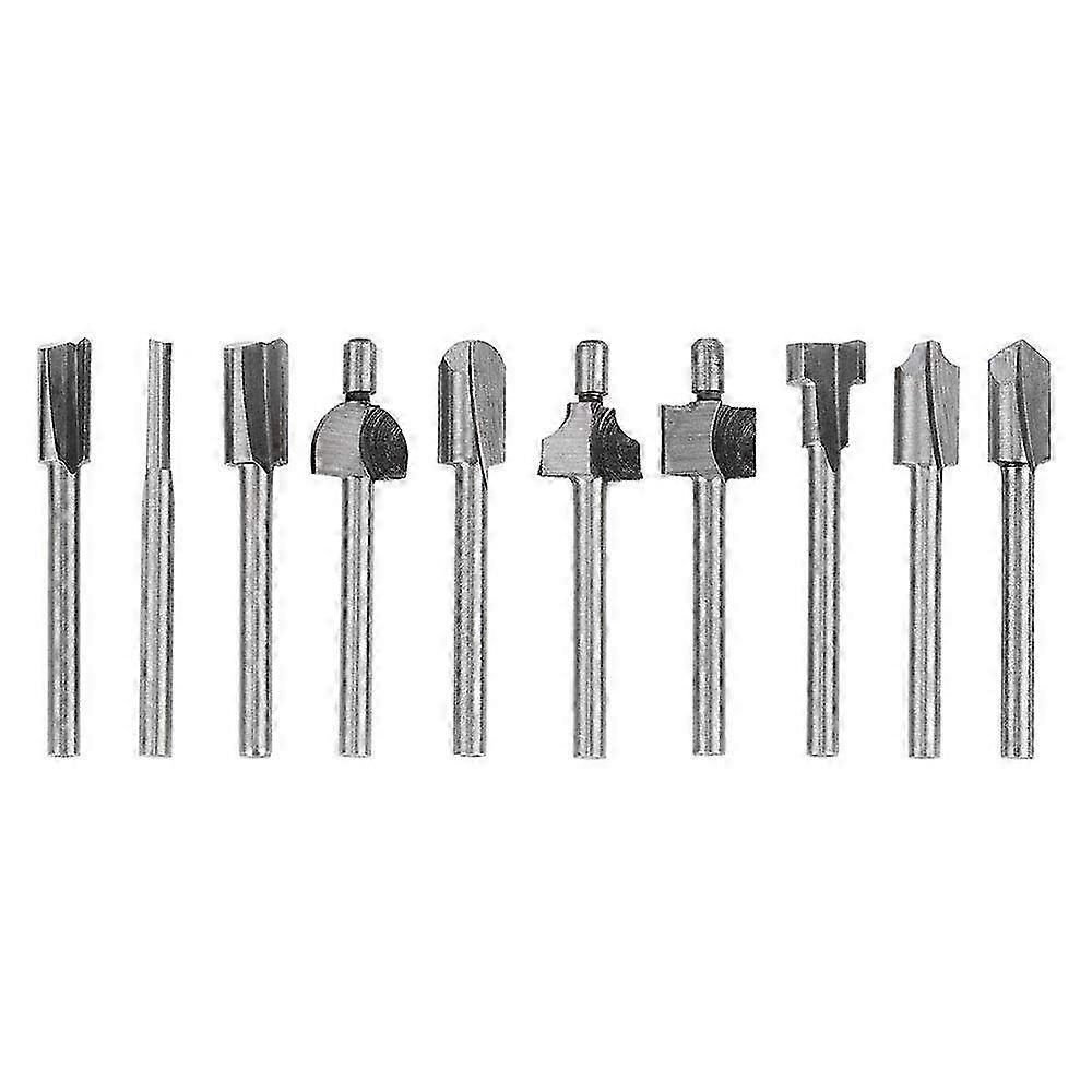 10pcs 3mm 1/8" Shank HSS Router Bits for Dremel Woodworking Tools