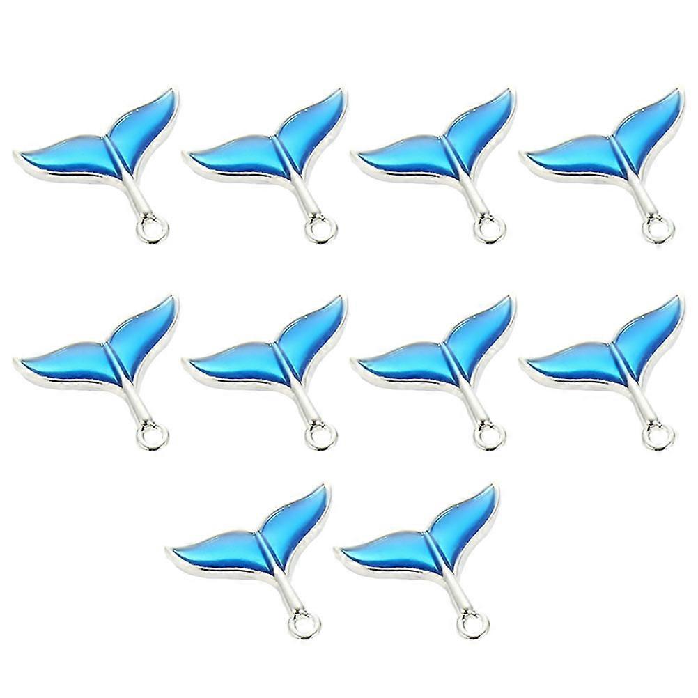 10Pcs Colorful Mermaid Tail Pendant DIY Bracelet and Earring Hanging Charms Silver and Sky Blue