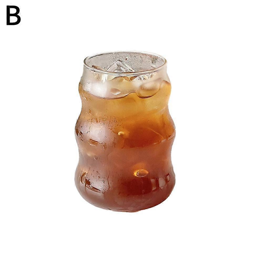 Smooth style (B) $ Thickened high borosilicate glass household transparent double-layer heat-resistant drinking water cup juice cup beverage glass