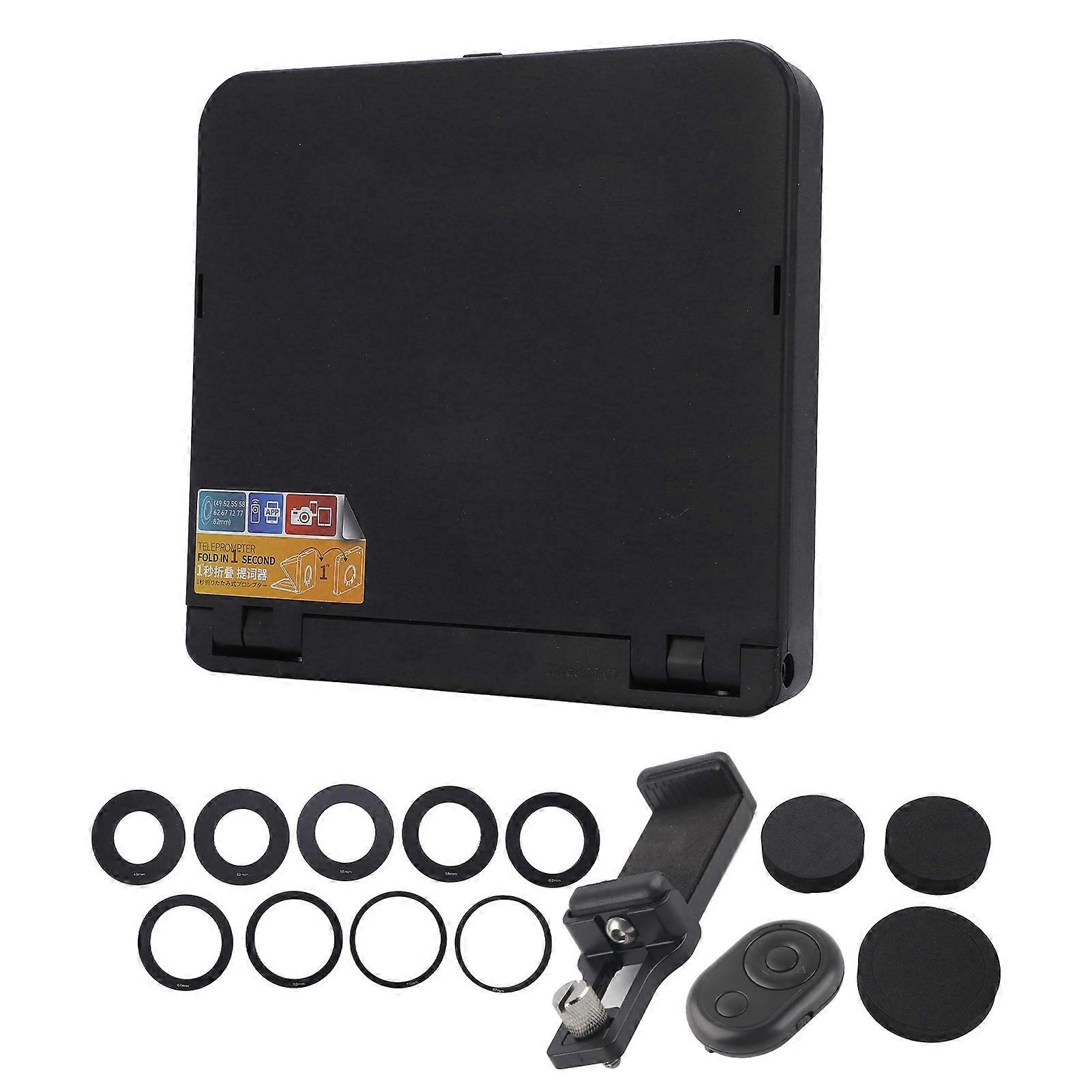 Foldable TC7 Teleprompter for Smartphones & Cameras with Remote, Cold Shoe Mount