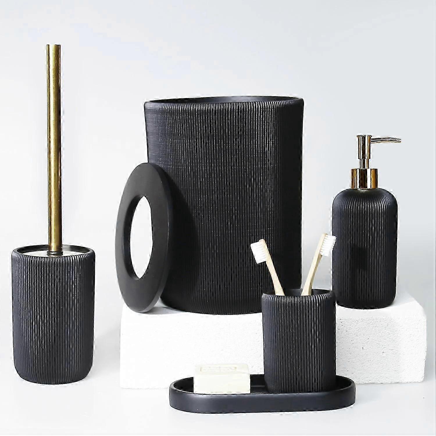 Lydia Black Bathroom Accessories Set
