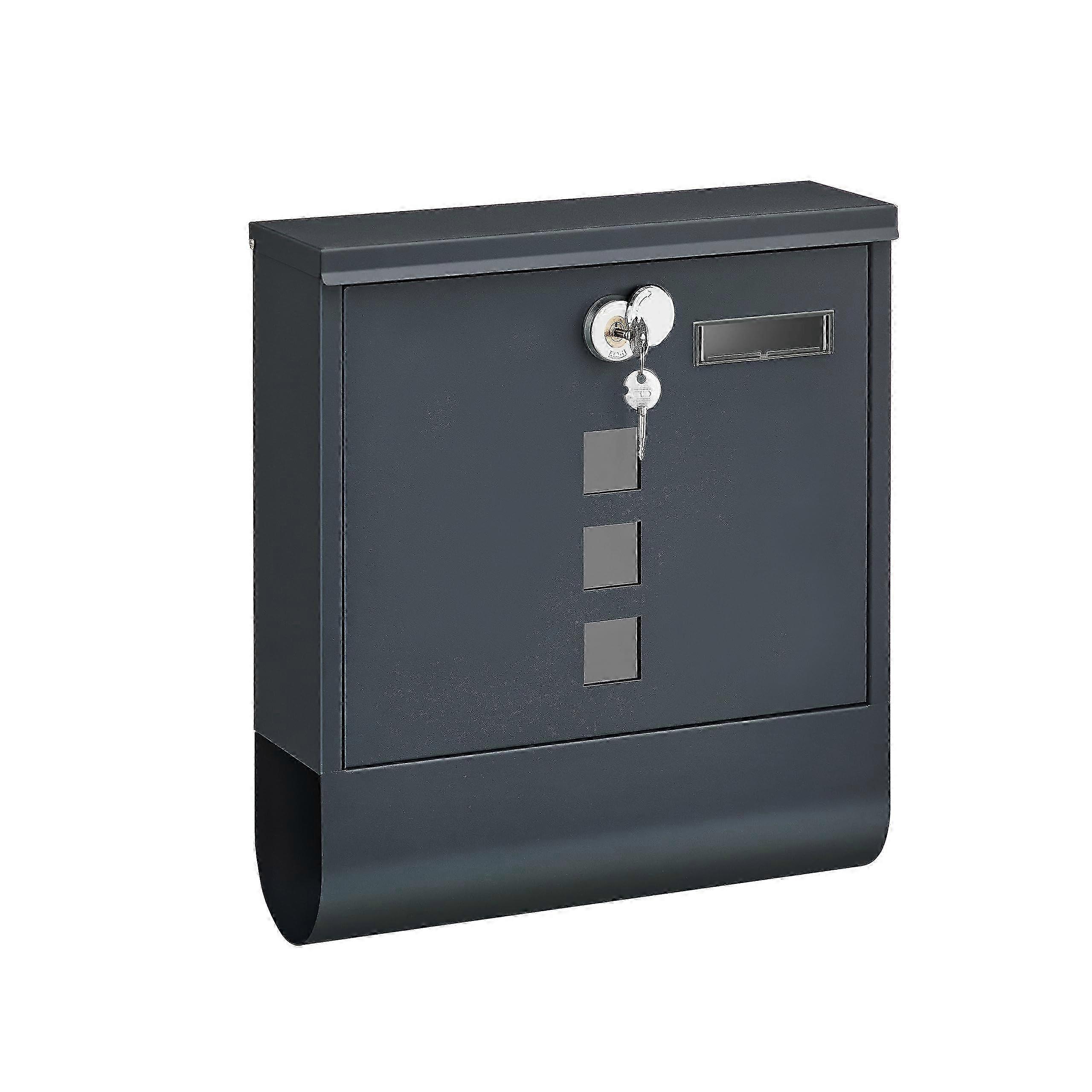 Wall Mounted Mailbox with Lock, Rotating Lid, View Window, Name Tag, Newspaper Compartment, Suitable for Various Brands, Easy Assembly