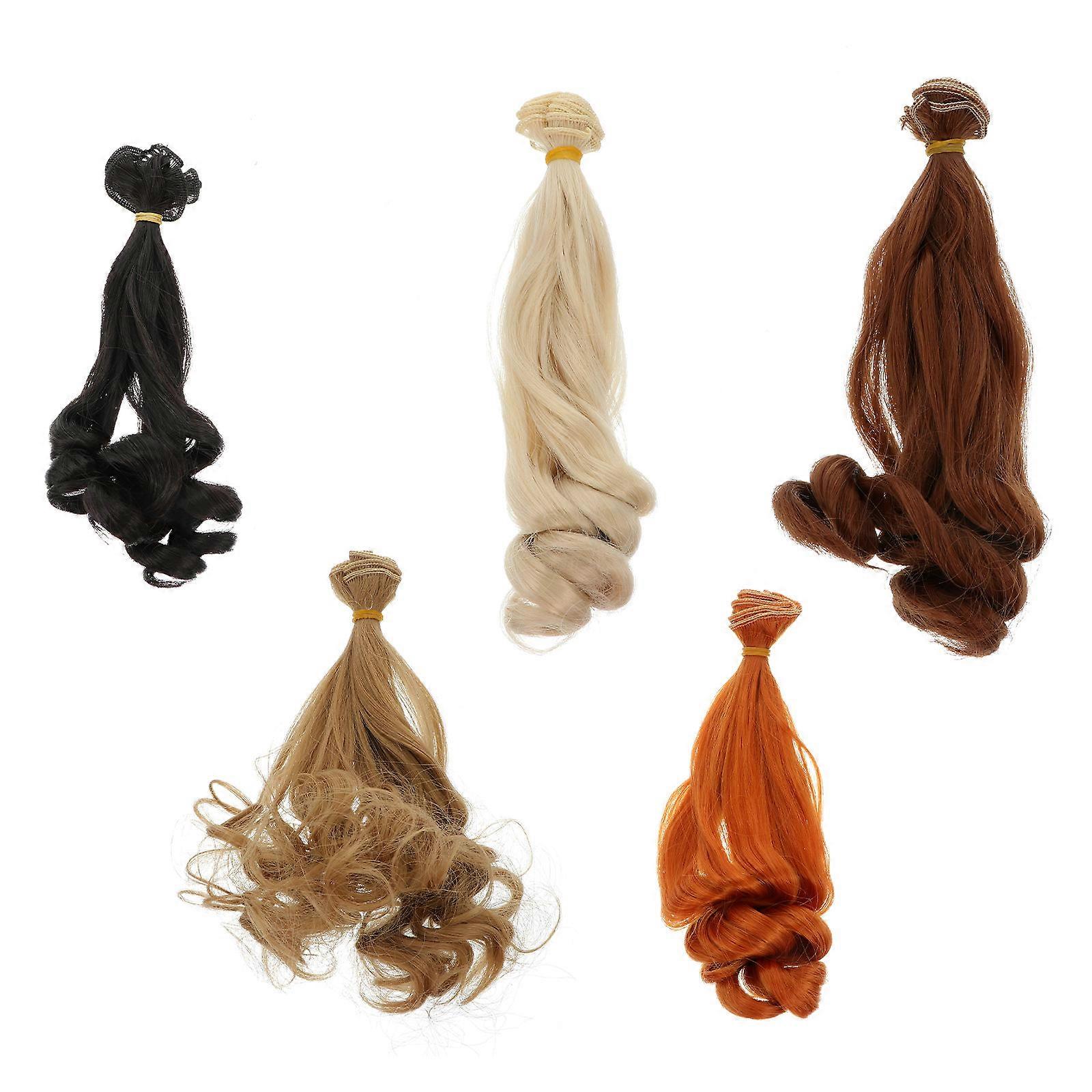 5pcs Heat Resistant Curly Hair Wig Rows for Handcrafted DIY Doll Wigs