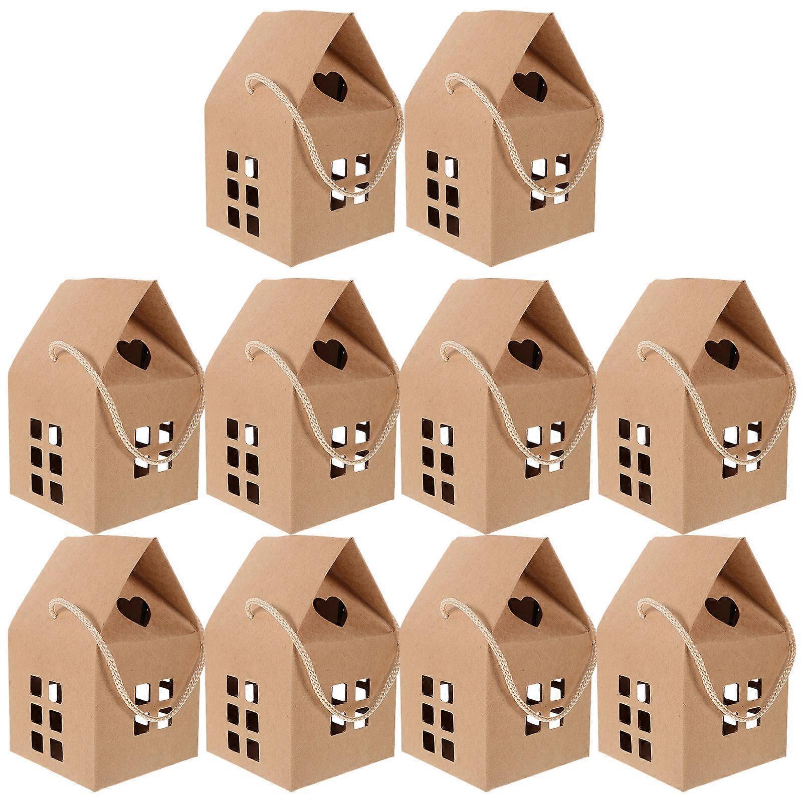 House Shaped Paper Gift Boxes with Handles   15pcs Multi Use Packaging for Candies, Cookies, Christmas Party Favors, and Small Presents