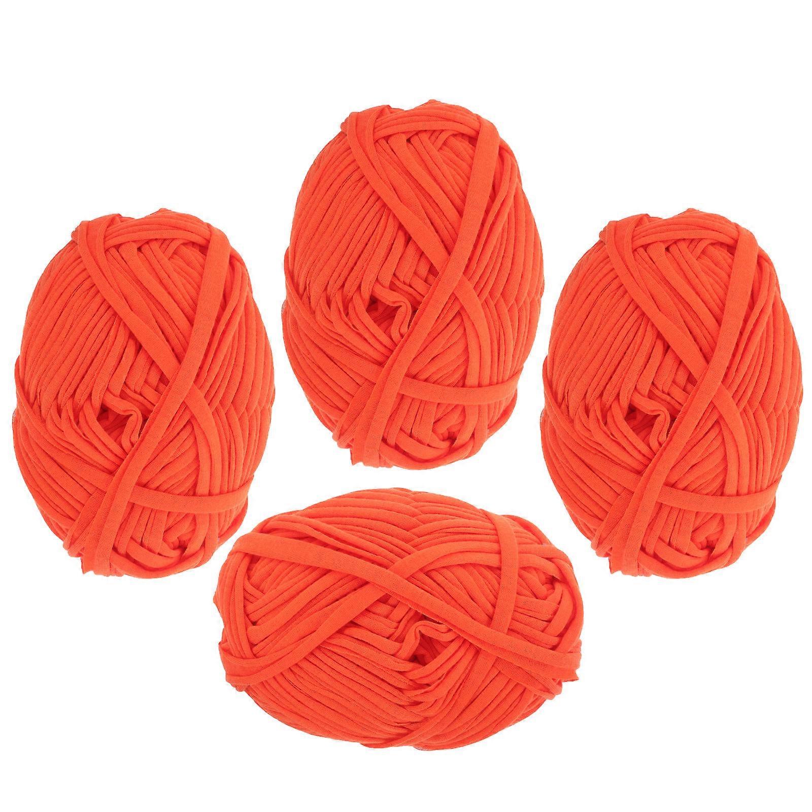 Beginners Yarn For Crocheting Crochet Yarn Soft Hand Weaving Diy Projects Orange 3000.00X3.00X0.10Cm Cotton 4 Rolls