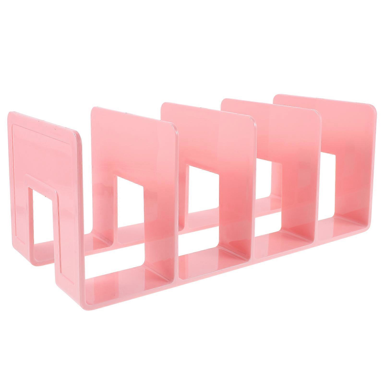 Acrylic Bookend Organizer for Desk, Simple Style Tabletop Bookshelf for Books, Documents & Office Supplies, Pink, for Home Office & Study