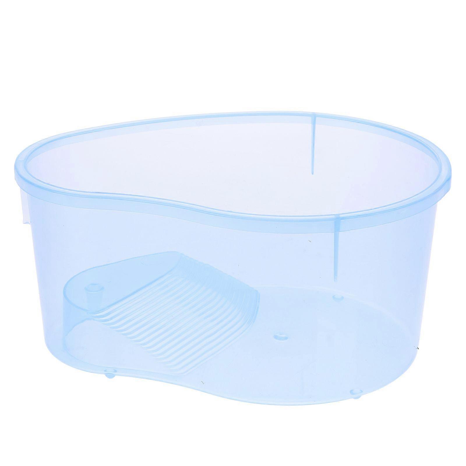 Turtle Tank with a Straw Fish Tank Opening Plastic Turtle Live Breeding Box with Drying Platform No Cover Small Size (Sky Blue)