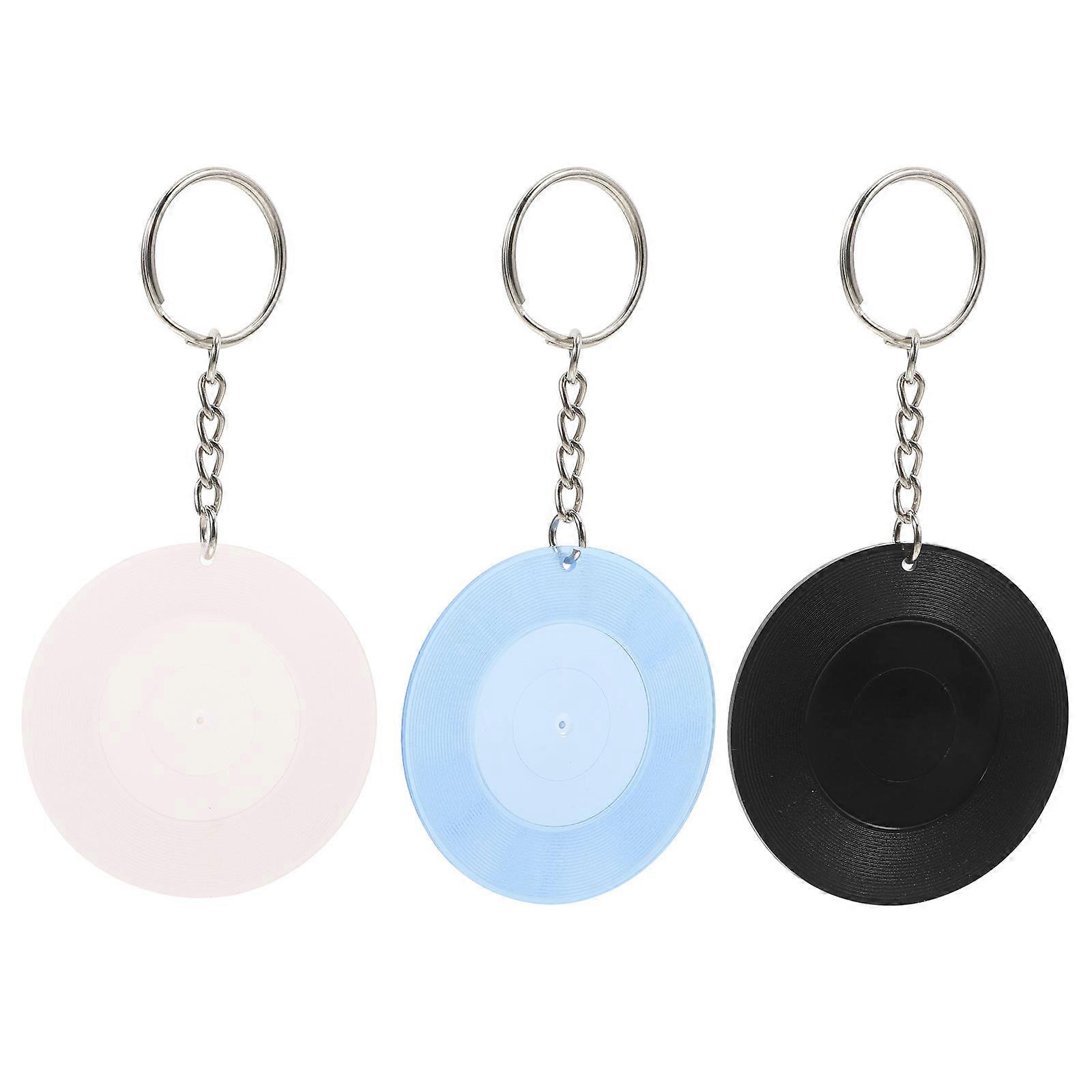 3pcs Vintage Vinyl Record Coaster Keychain Retro Hanging Pendant Charm for Music Lovers Durable Cup Coasters for Music Parties and Decor