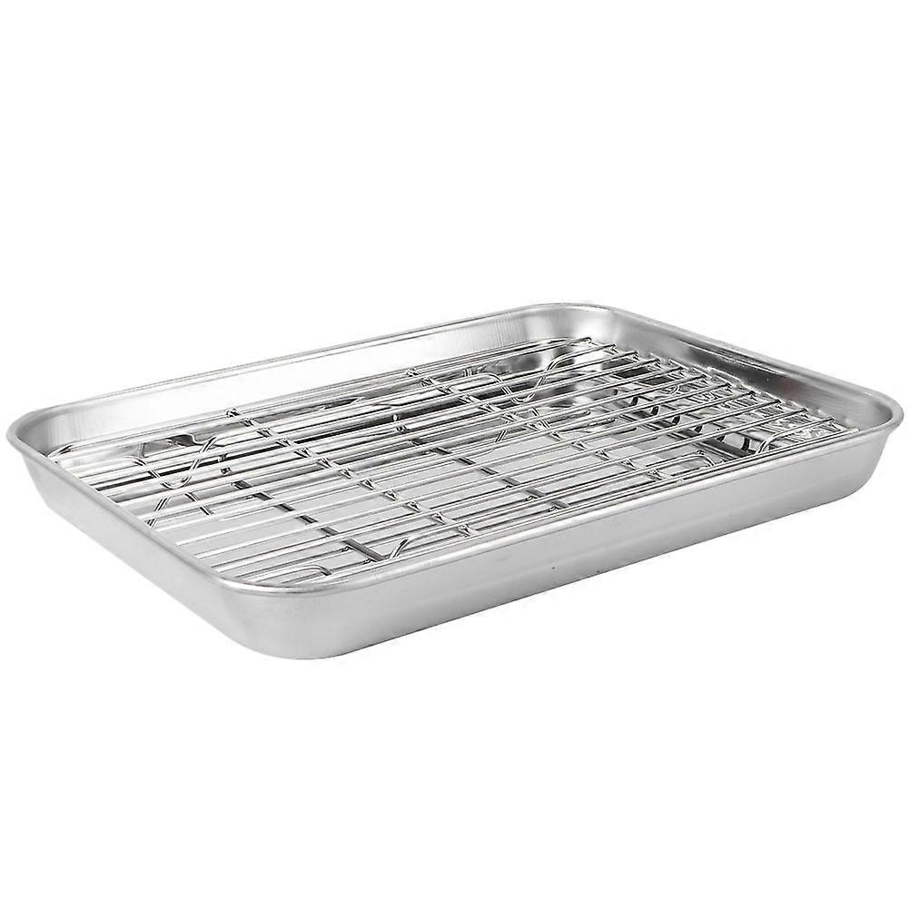 Toaster Oven Pan Baking Sheet With Rack Stainless Steel Rectangular Users 1Set