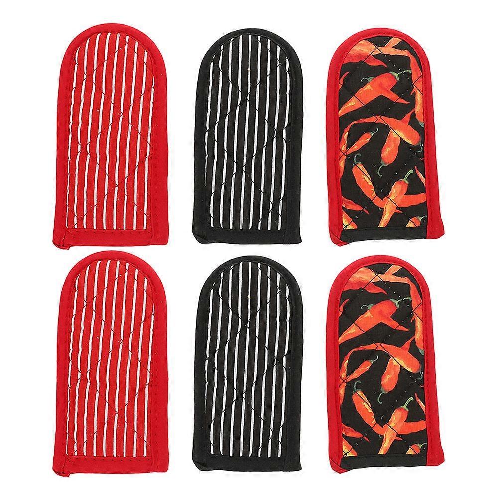 6pcs Heat Resistant Pot Handle Covers, Non Slip Grips for BBQ Baking, Insulated Hot Gripper Sleeves, Space Saving Kitchen Tool with Storage Holder