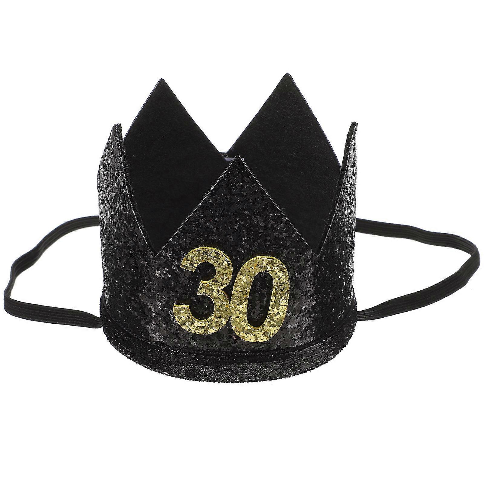 Geburtstagsmütze mit Kronendesign, 1 Stück, Schwarz