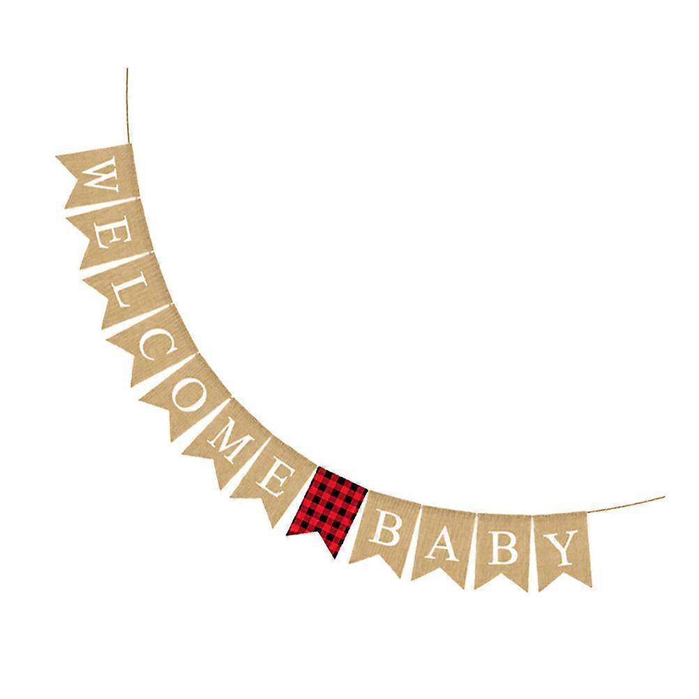 Linen Bunting Banner Welcome Baby Dovetail Party Celebration Decorations English Letters Design 1Set