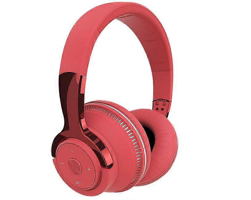 Bluetooth Headphones Over Ear, LED Light Up Wireless Headphones Over Ear Hi-Fi Stereo Foldable Wired Headphones with Microphone Compatible(Red)