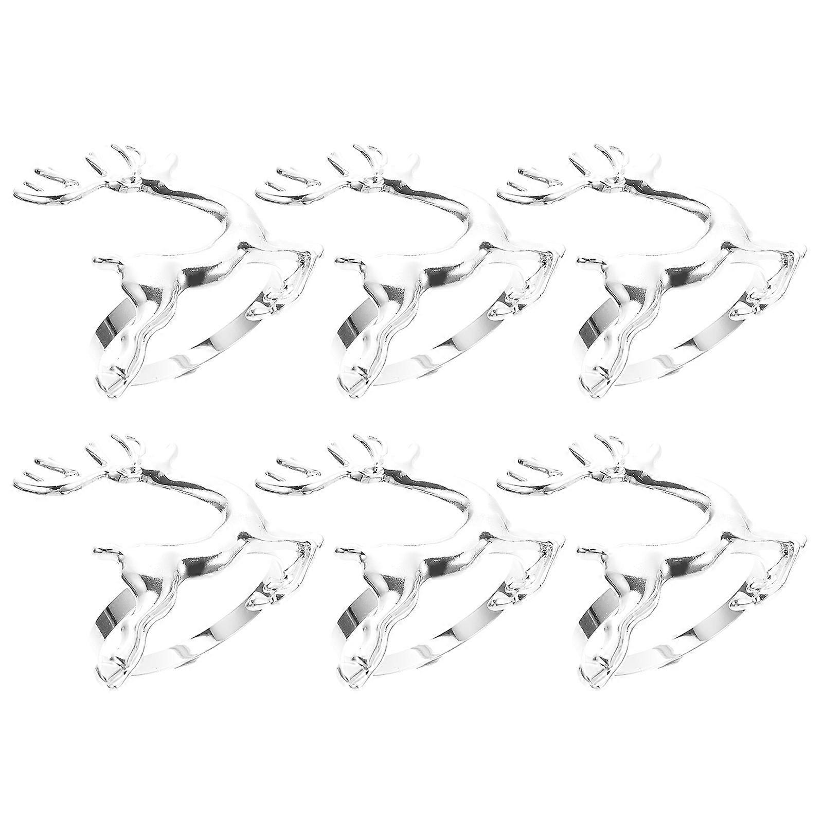 Elk Shaped Napkin Rings Buckles Alloy Material 6Pcs For Hotel And Restaurant Table Setting