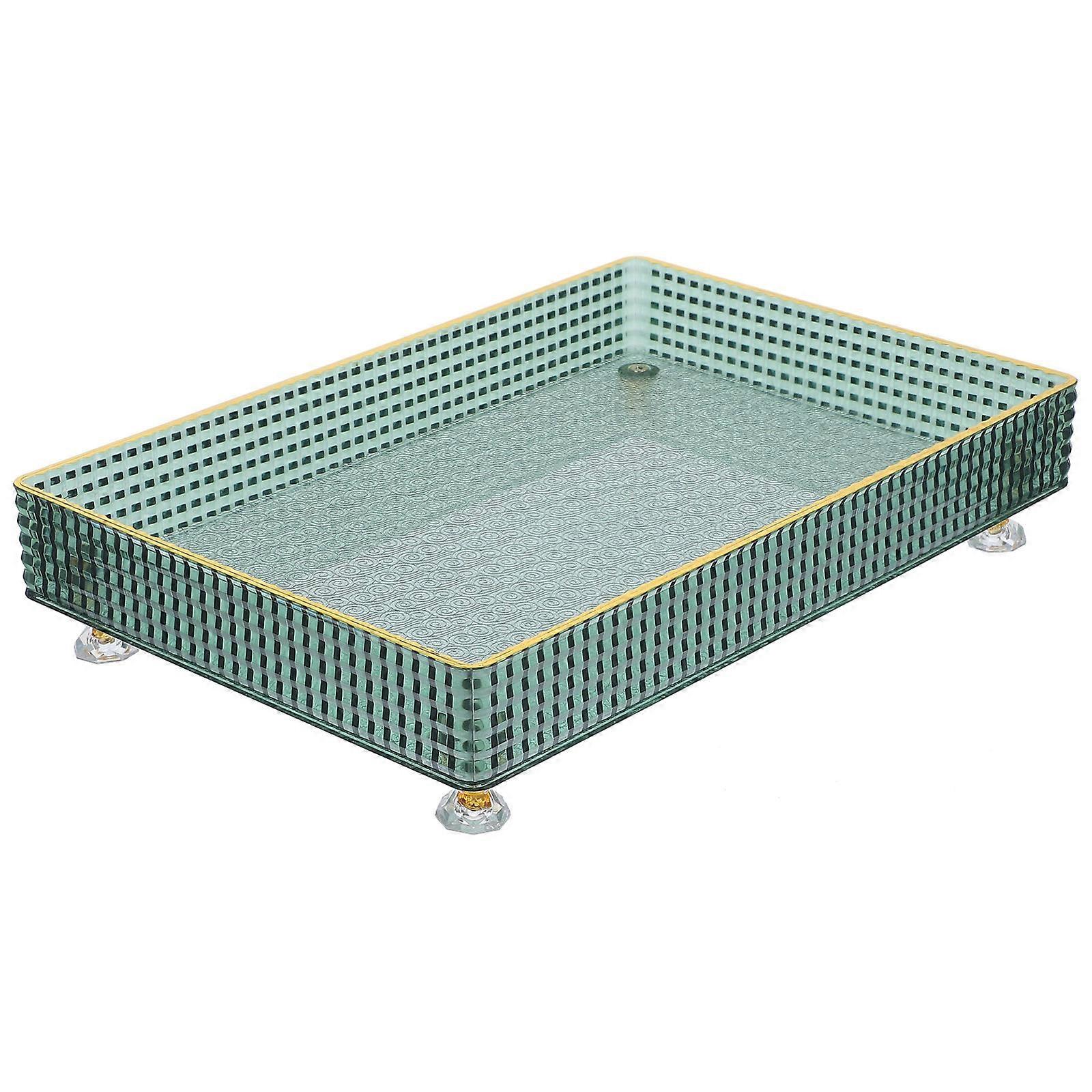 Green Serving Dish Tray with Gold Rim Perfect for Snacks Dried Fruits and Appetizers 12.5 x 8.5 Inches