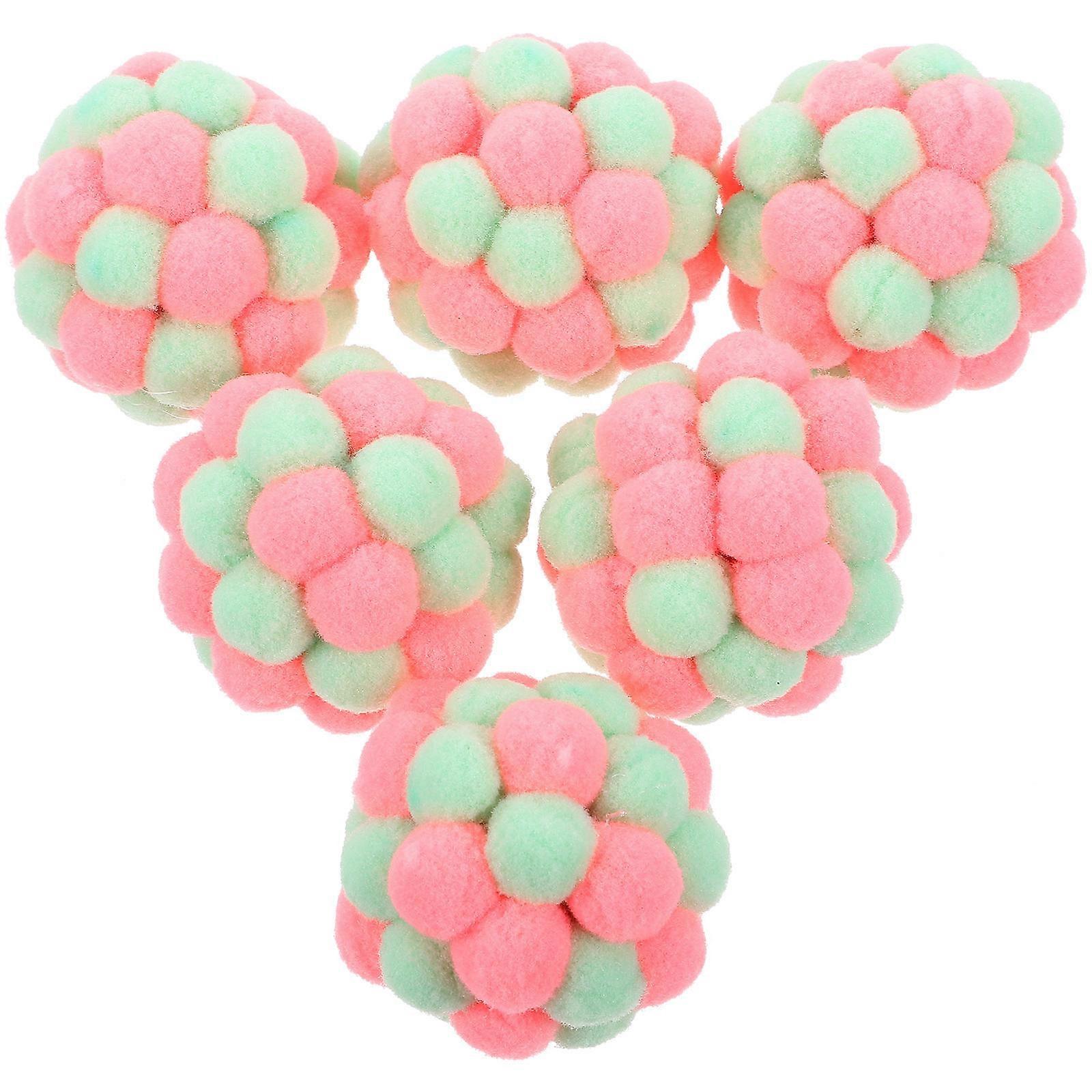 Interactive Cat Toy Cat Toy Plush Pom with Bell Non-toxic Material 6Pcs