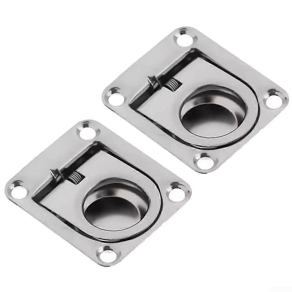 Set with 2 springloaded stainless steel pull handles for boat decks and hatches