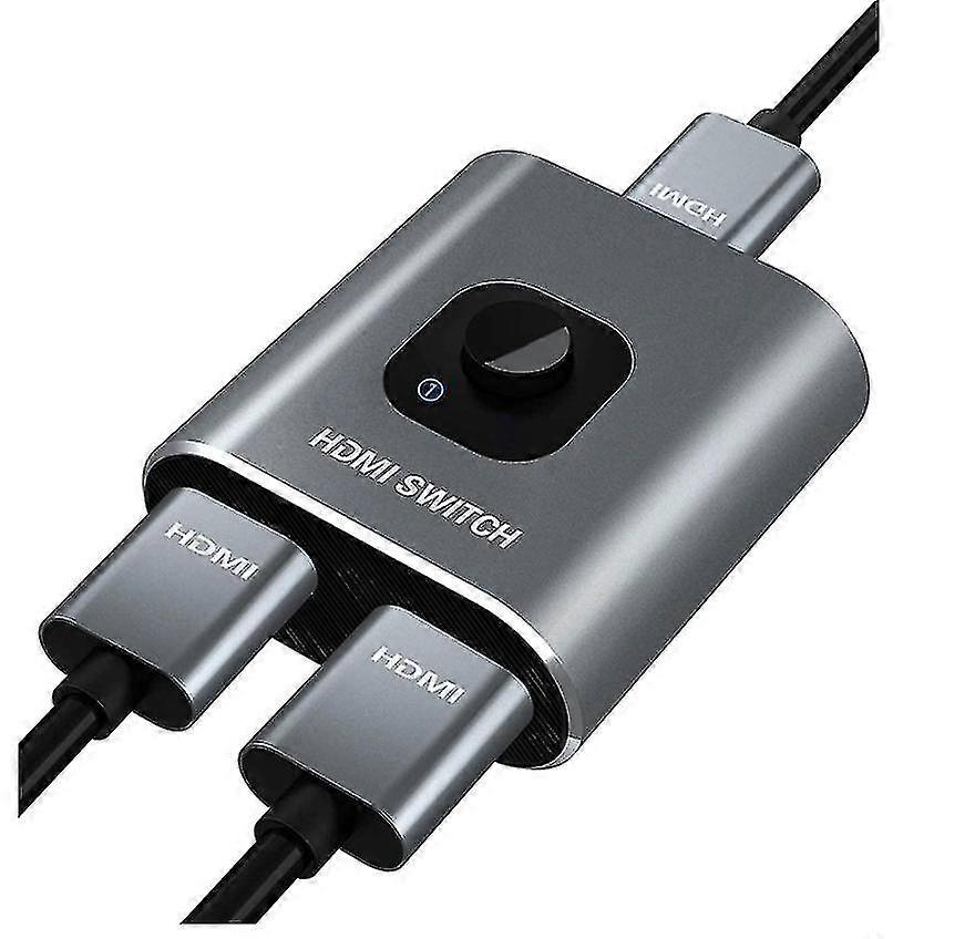 4K 60Hz HDMI Switch, Aluminum Bi-directional HDMI Splitter Manual Switch, Dual HDMI Input 1 Output or 2 Input to 1, Supports 4K 3D 1080P HDC