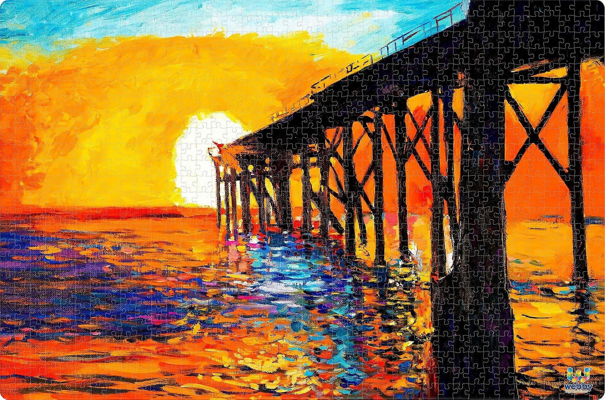 Rompecabezas de madera Sunset Over The Bridge, 1000 piezas estilo 417