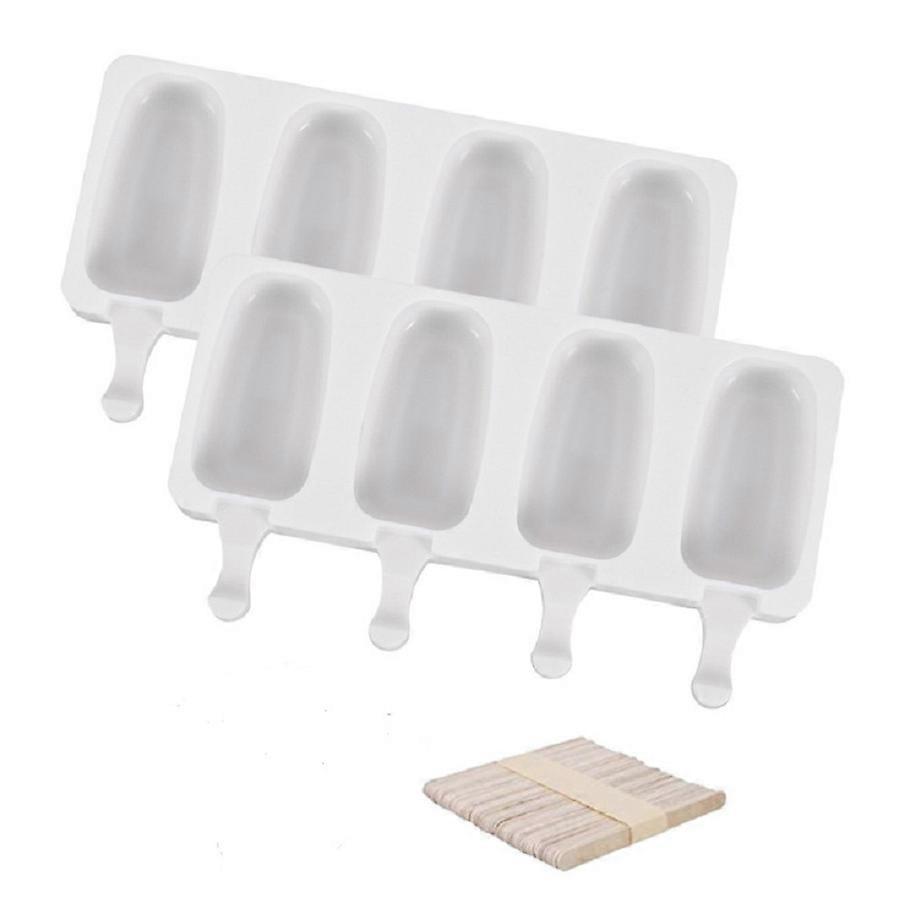 DIY Silicone Ice Cream Mold: 4-Cavity Popsicle Tray with 50 Sticks for Large Treats