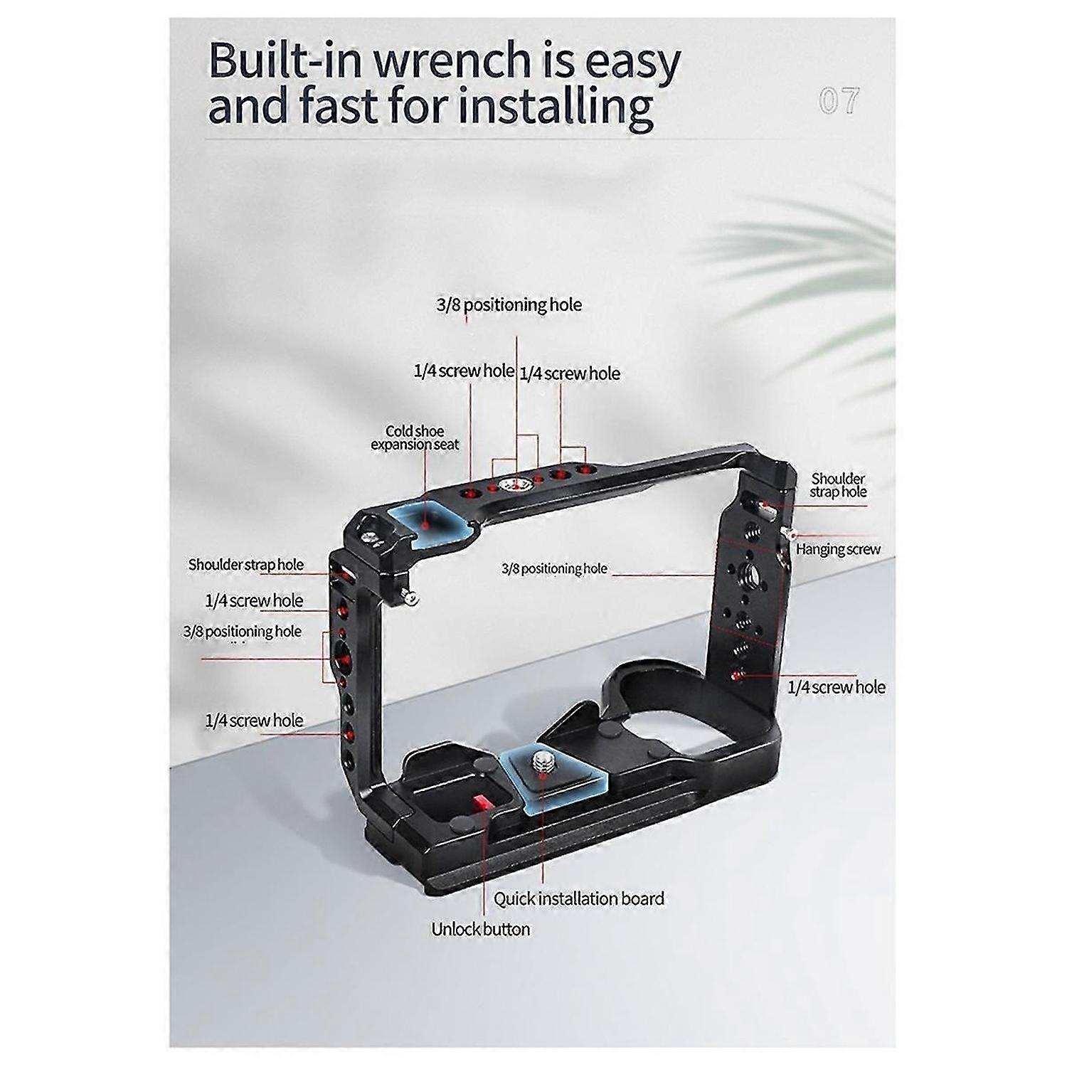 A6700 DSLR Camera Cage Rig Top Handle Cold Shoe Mount Microphone Flash Light Bracket for A6700 Stabi