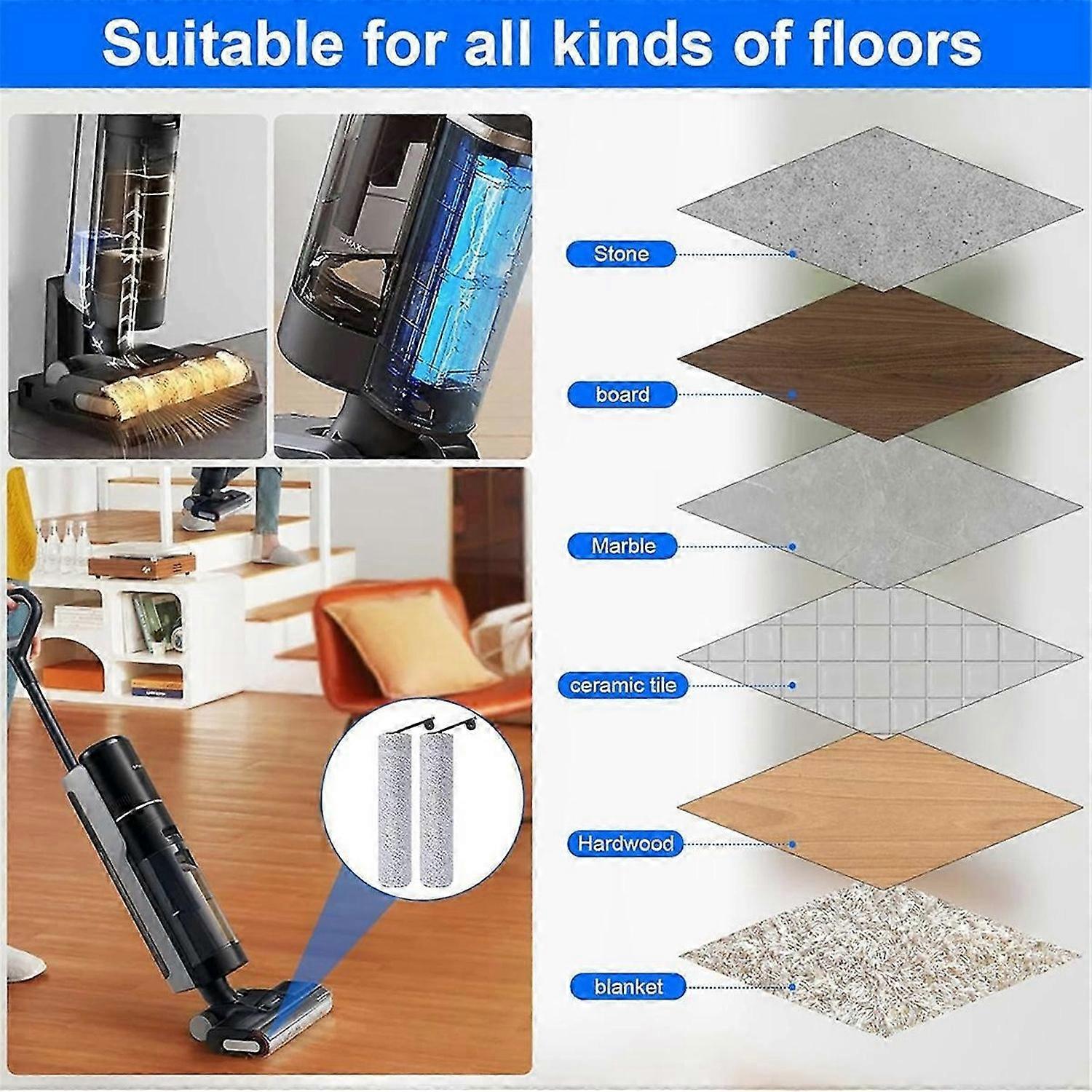 For H12 Pro / H12 Dual Cordless Wet and Dry Vacuum Cleaner Roller Brushes HEPA Filters Replacement P