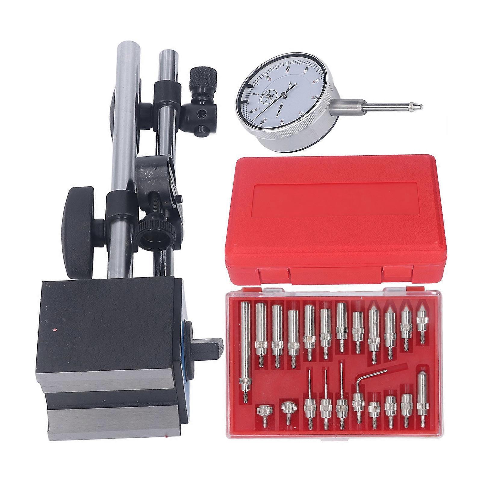Dial Indicating Dial Gauge with Magnetic Base Stand 0‑1" Professional Adjustable, Dial Test Indicator, Precision Test Kit