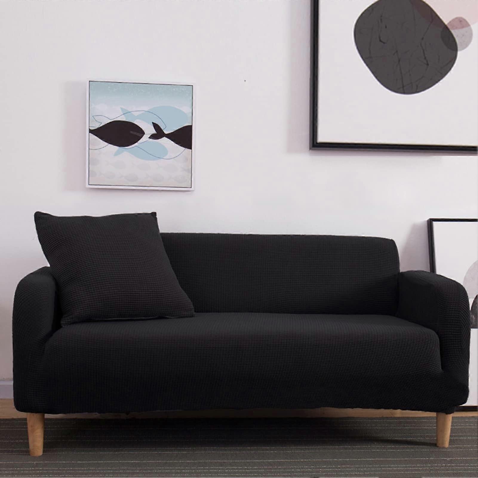 1piece sofa cover, faux furniture protector, soft, elastic bottom, washable (BKB, 4seater)